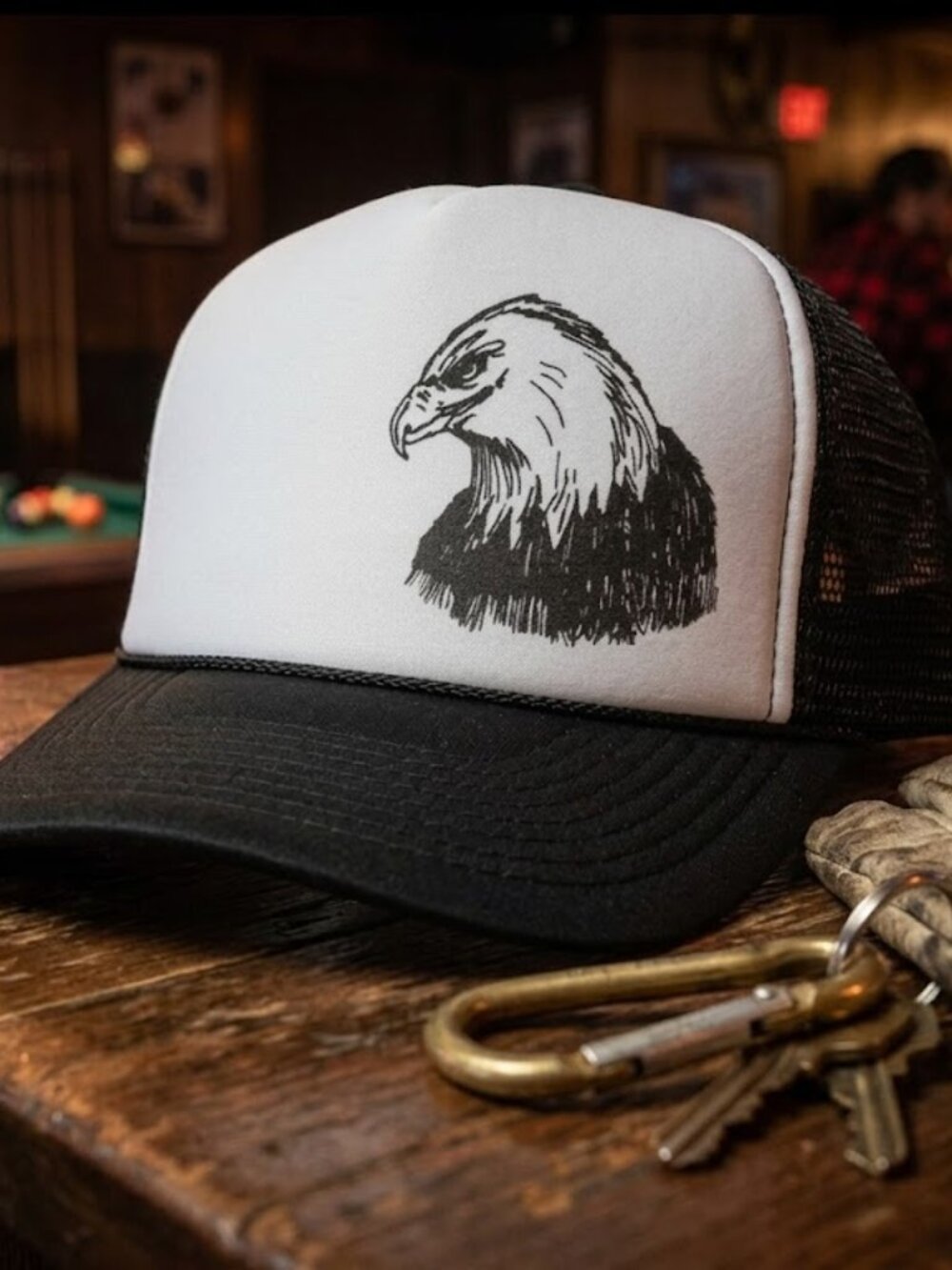 Retro Bald Eagle Foam Trucker Hat Black White Rope Vintage Snapback Cap New